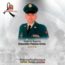 El sargento segundo Sebastián Palacio Urrea falleció en medio de combates con el Clan del Golfo en la vereda Cedral, de Ituango. FOTO Cortesía