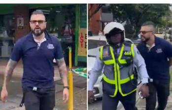  Un agente de tránsito sufrió un ataque racista en el sector de El Peñón, en Cali. FOTO: Captura de video