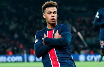El extremo francés Desire Doué de 19 años, anotó el tanto del descuento del PSG contra los ingleses. FOTO: TOMADA DEL X DE @ChampionsLeague