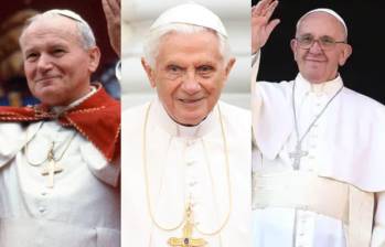 Juan Pablo II, Benedicto XVI y Francisco son los papas de los años recientes. FOTO Cortesía
