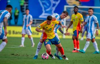 James Rodríguez anotó gol en la victoria de Colombia contra Argentina en el estadio Metropolitano de Barranquilla en septiembre del 2024. FOTO: JUAN ANTONIO SÁNCHEZ